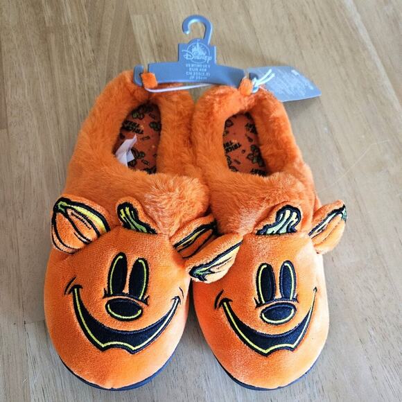 Disney Mickey Mouse Halloween Plush Slippers for Adults - size W9 M7 - NWT - Picture 2 of 7